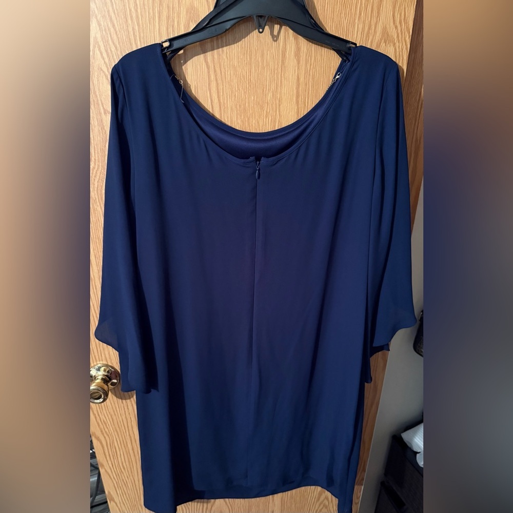 Alyx Elegant Navy Blue Dress w/Necklace - Picture 7 of 7